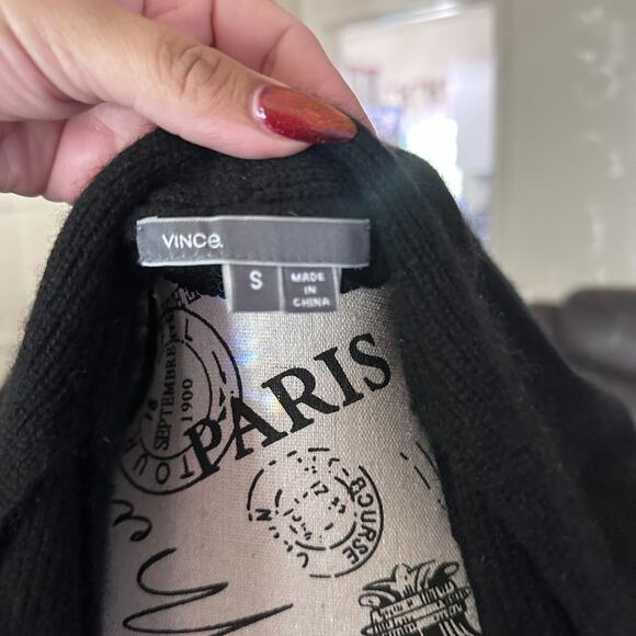 Vince Women’s 100% Cashmere Open Front Drape Cardigan Sweater Black Sz S Luxury - Picture 6 of 6